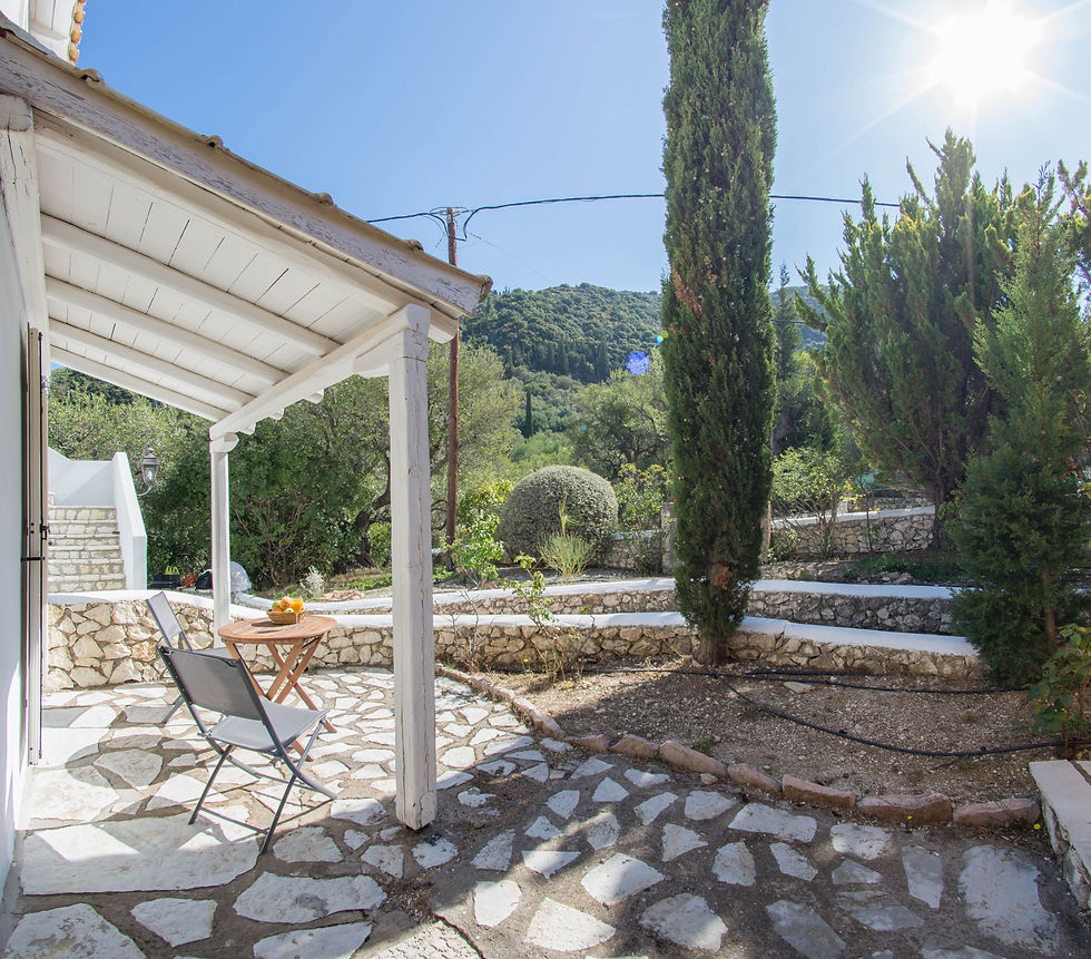 back terrace with mountain views