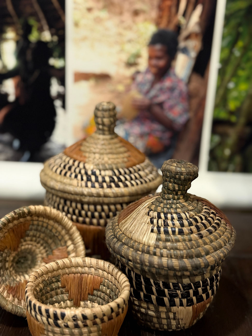 Thumbnail: Rustic Checkerboard Lidded Baskets