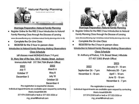 Marriage Preparation - Natural Family Planning Classes