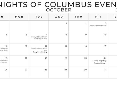 Knights of Columbus October Calendar
