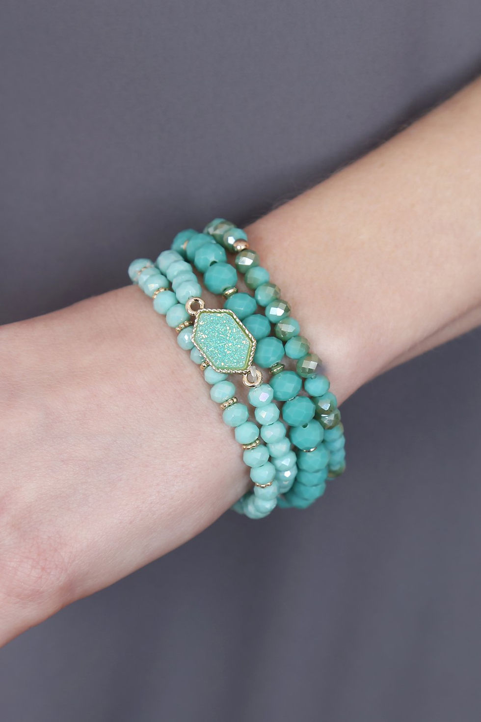 Thumbnail: Druzy Glass Beads Bracelet Set