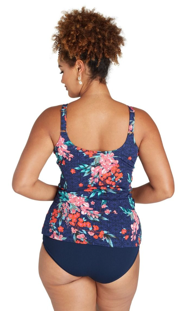 Thumbnail: Genevieve Mastectomy Scoop Neck Tankini Top Japanese Blossom
