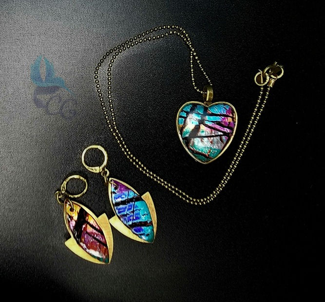 Thumbnail: Buy Necklace and earrings set "Abstract" "Abstract". The set is made of polymer clay and brass. Very lightweight.