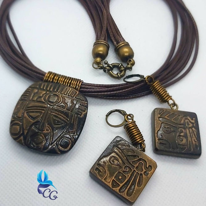 Thumbnail: Necklace and earrings set "Ethnic pattern"