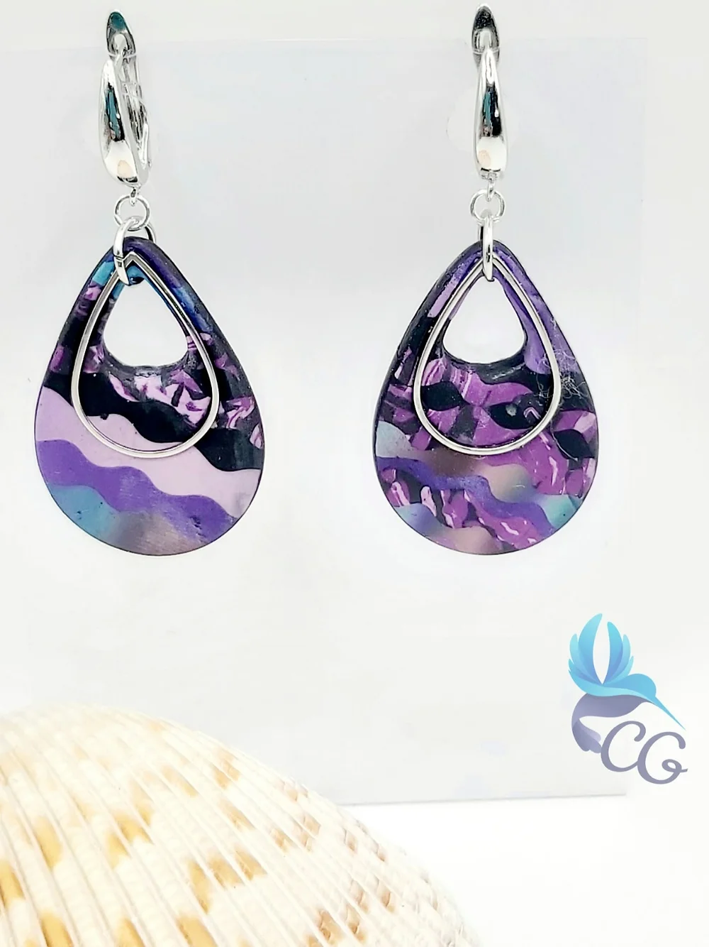 Handmade earrings "Purple waves"