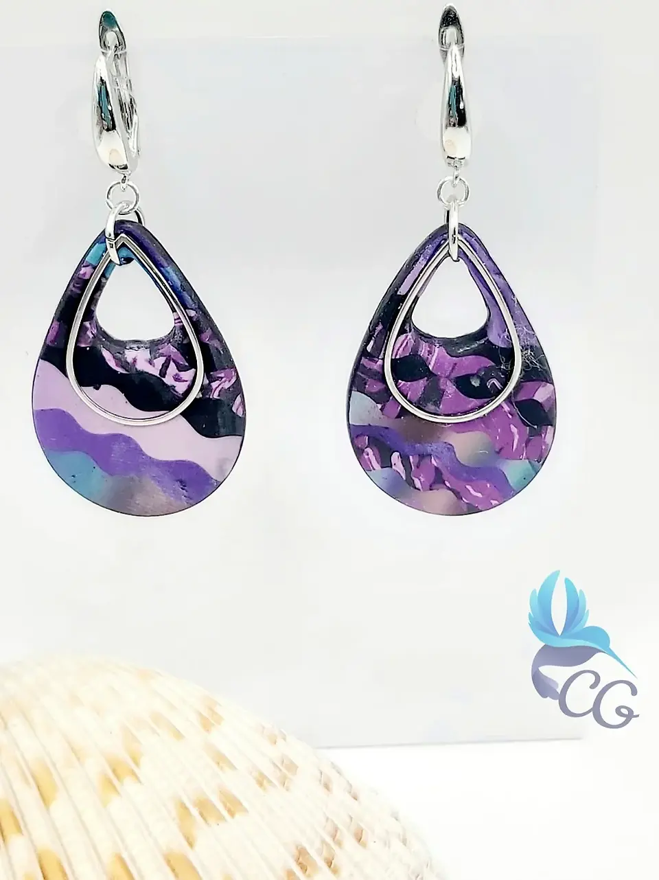 Handmade earrings "Purple waves"