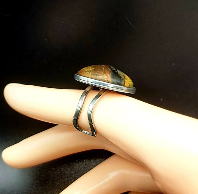 Thumbnail: Jewelry set fall colors. Boho style handmade jewelry set. Polymer clay on metal base. Pendant on leather cord, matching earri