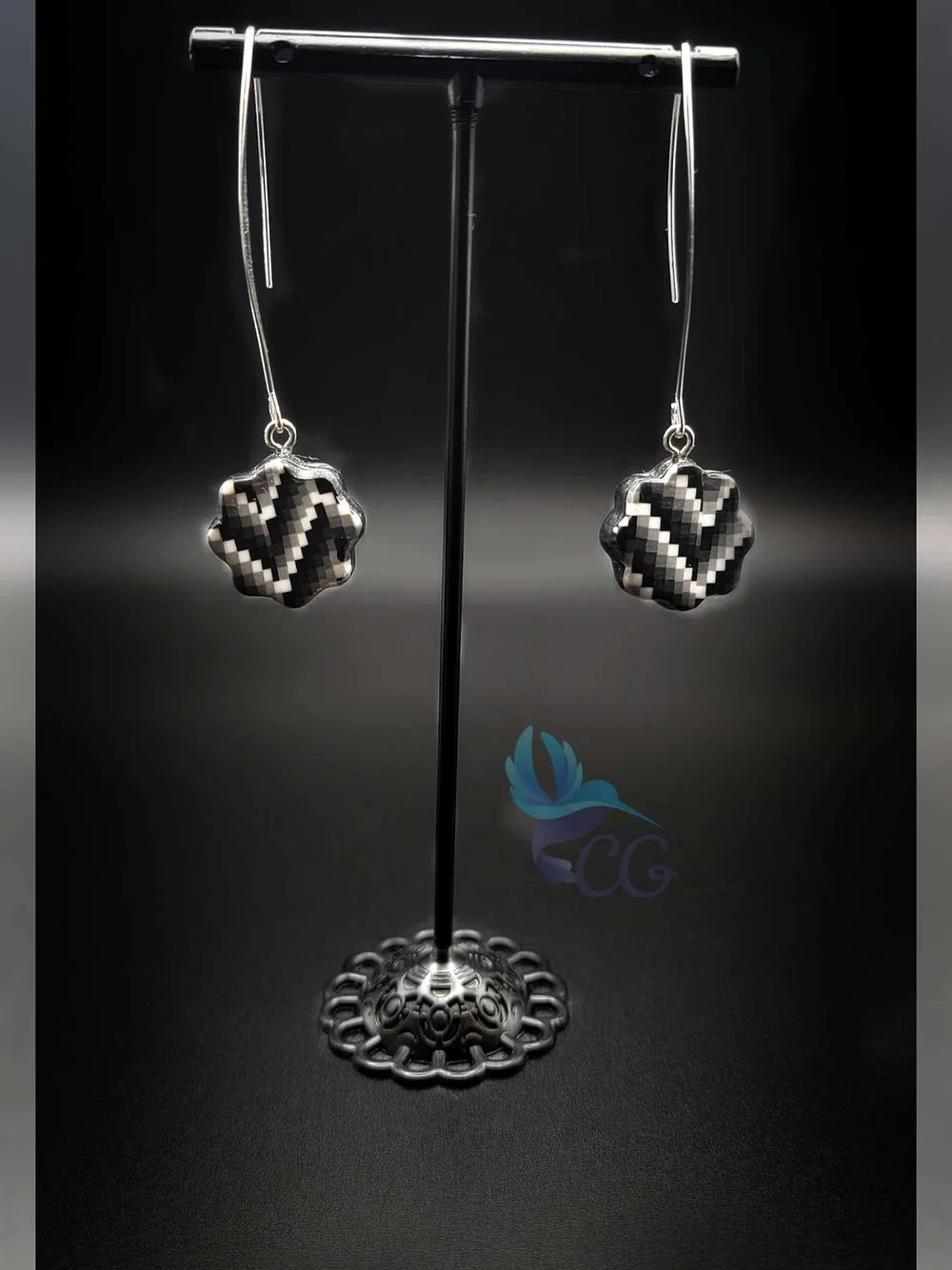 Handmade earrings "Monochrome Dangling Earrings"
