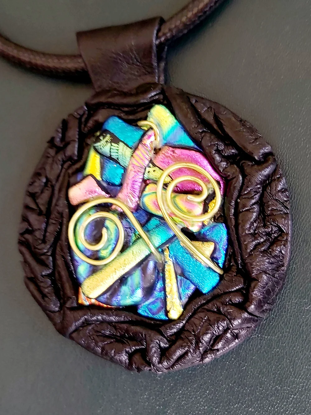 "Glass and Leather" Necklace