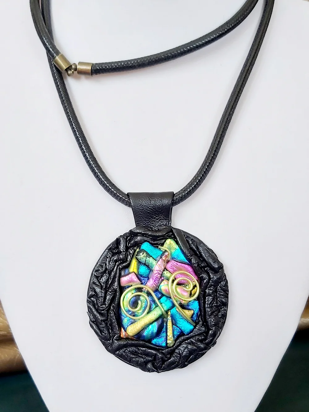 "Glass and Leather" Necklace