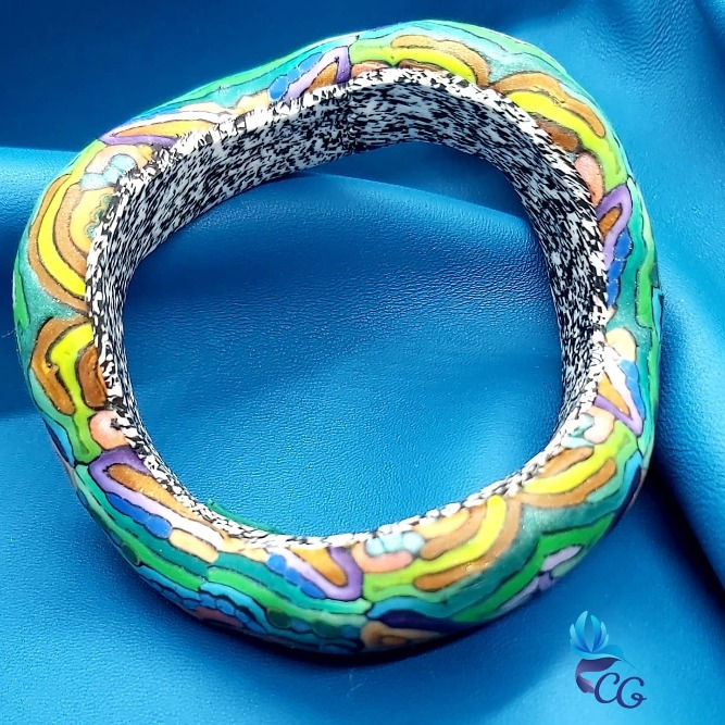 Thumbnail: Handmade bangle bracelet "Peruvian pattern"
