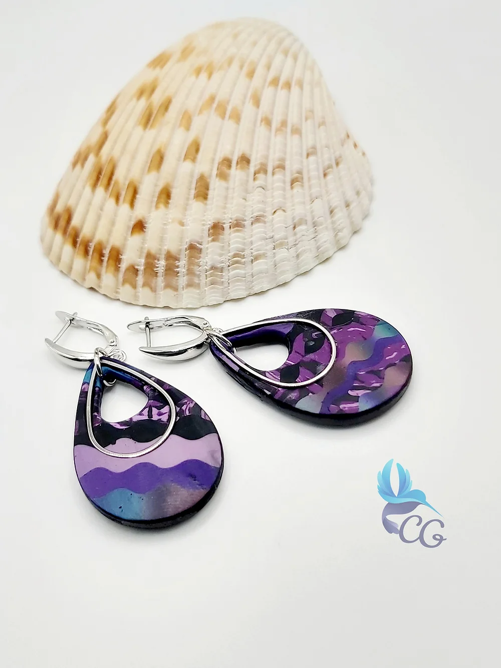 Handmade earrings "Purple waves"