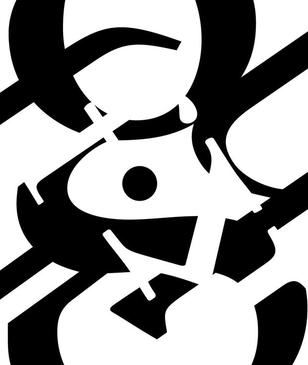 An abstract art piece based on a serif typeface. 