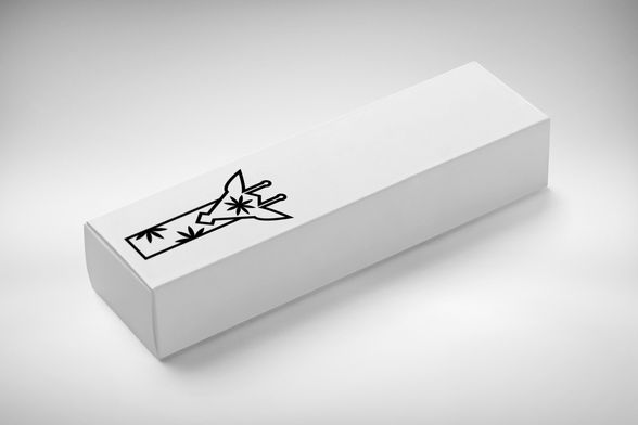 Logo of a giraffe and flowers logo mockup on a box. 