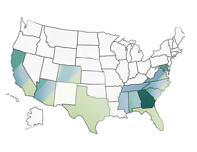 Black and White Illustrated USA Map Colo