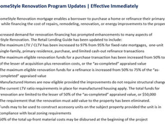 HomeStyle Renovation Loans, Major Improvements!