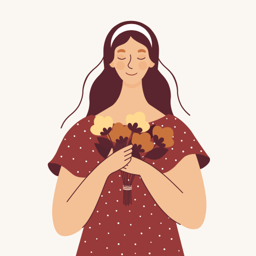 GIF flicka med blommor