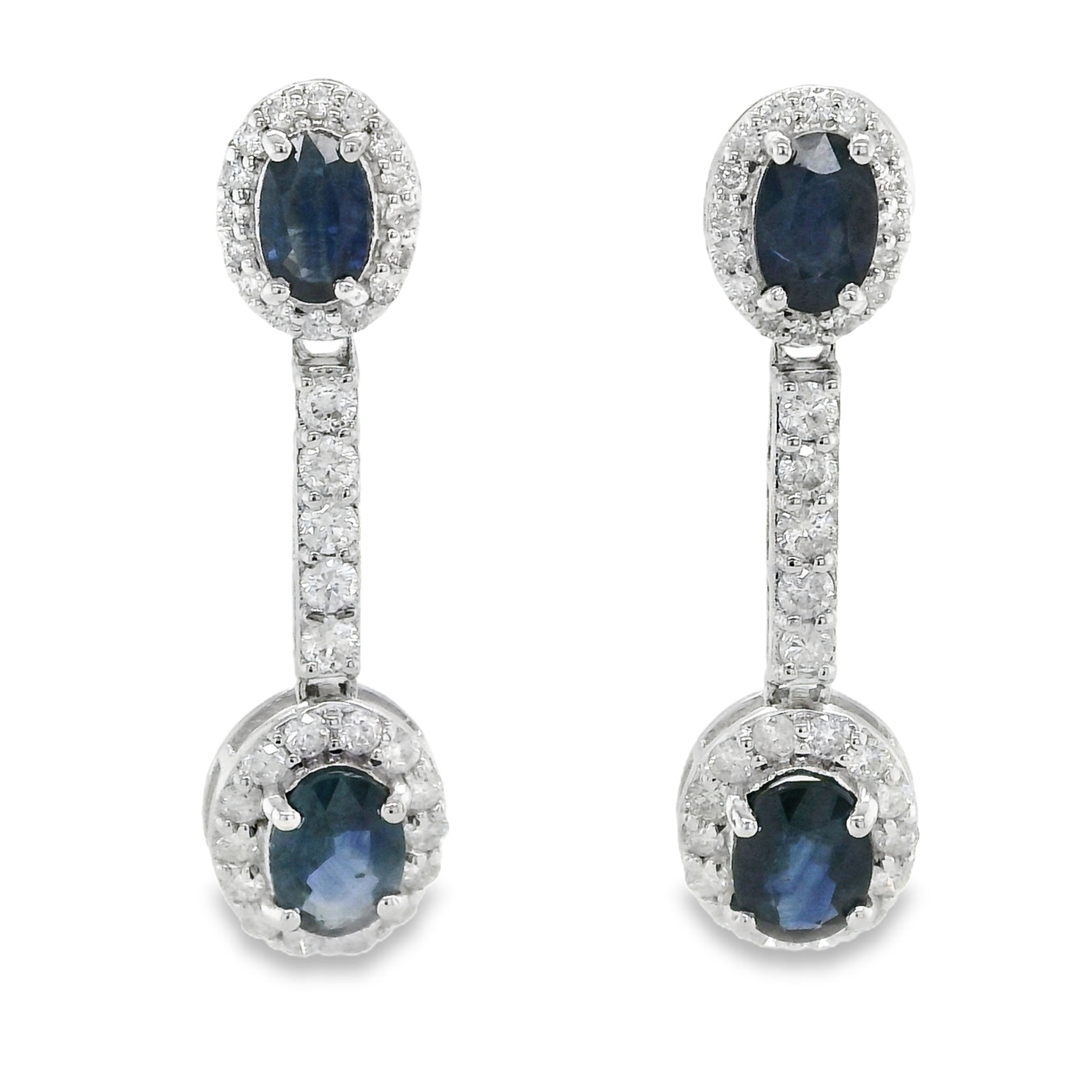 Aretes Dalila Largos de Zafiros y Esmeraldas con Diamantes