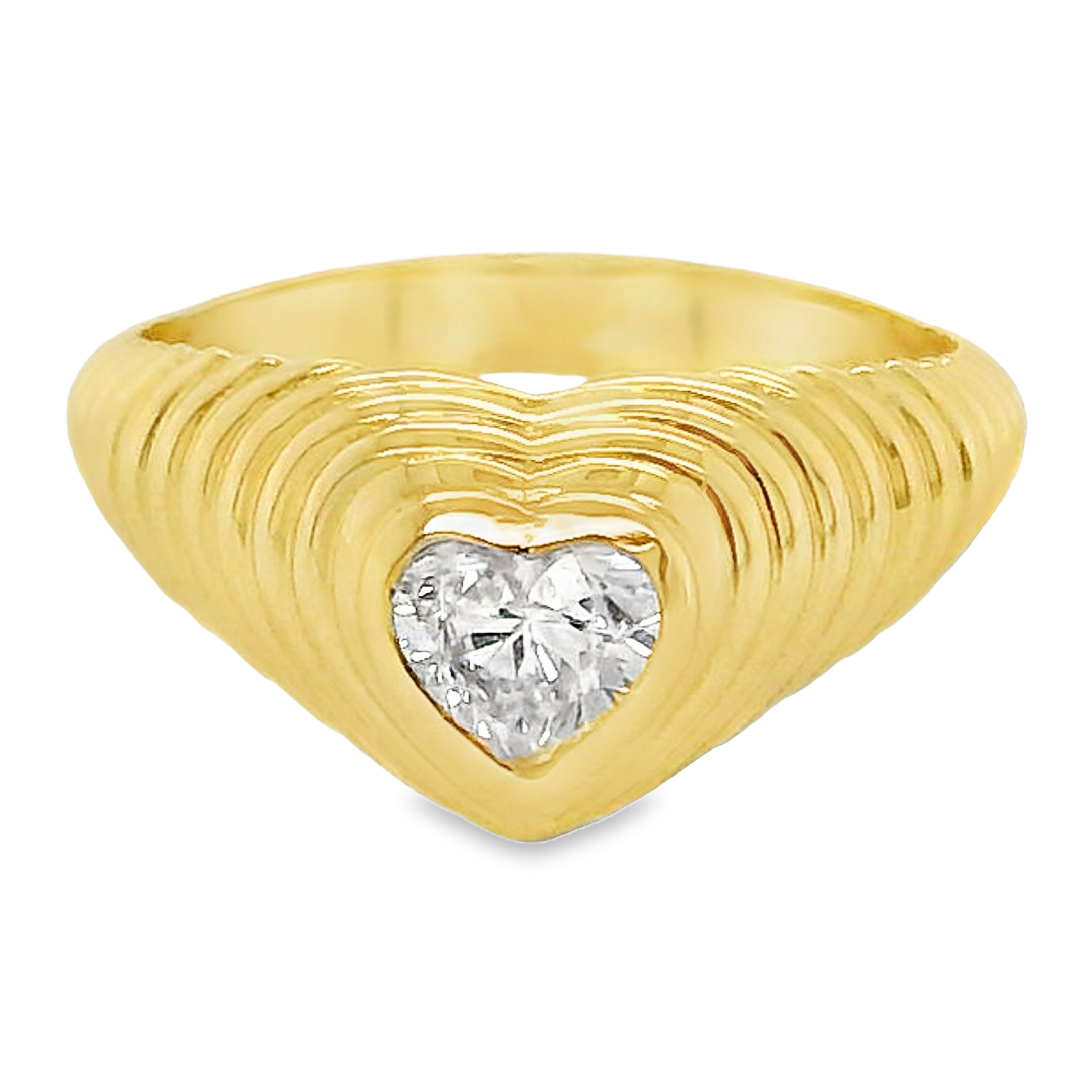 Anillo Pinky Ring Diamante/Zafiro Corte Corazón Incrustado