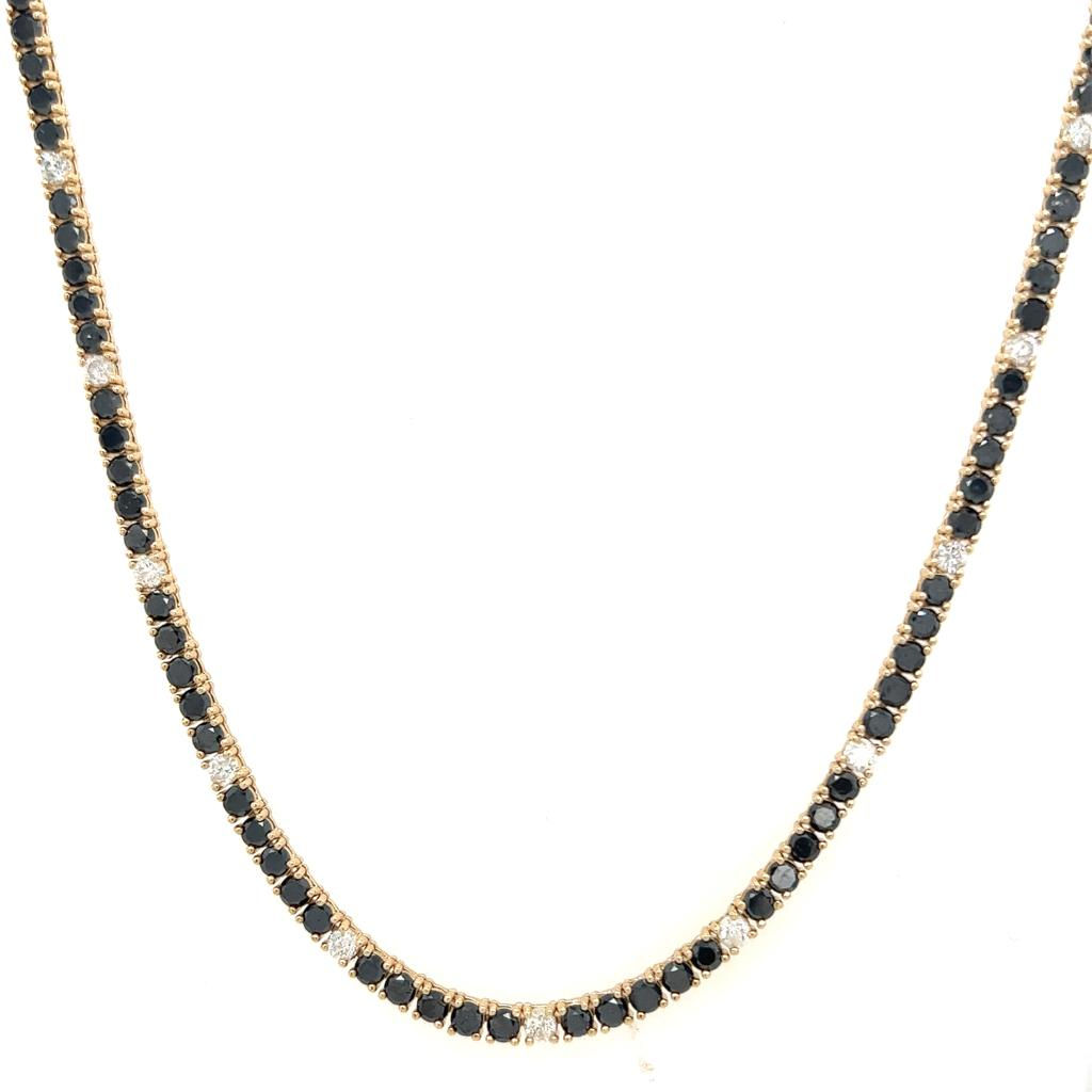 Collar Tennis de Diamantes Negros y Blancos