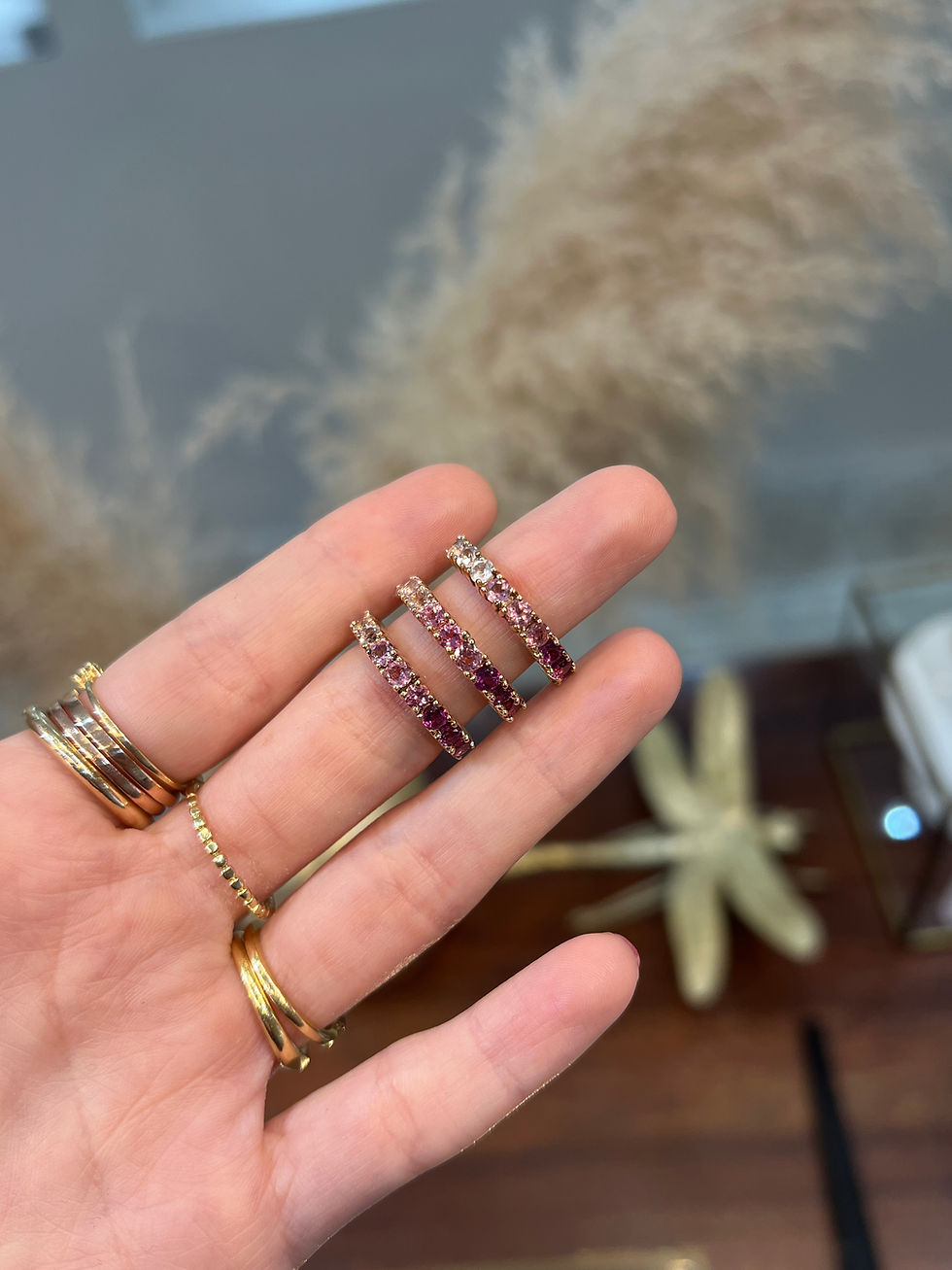 Miniatura: Anillo Coloradas (Morganitas, Turmalinas y Rodolitas)