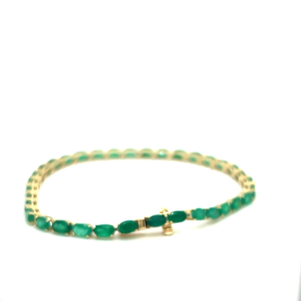 Miniatura: Pulsera Tennis de Esmeraldas Oval East West