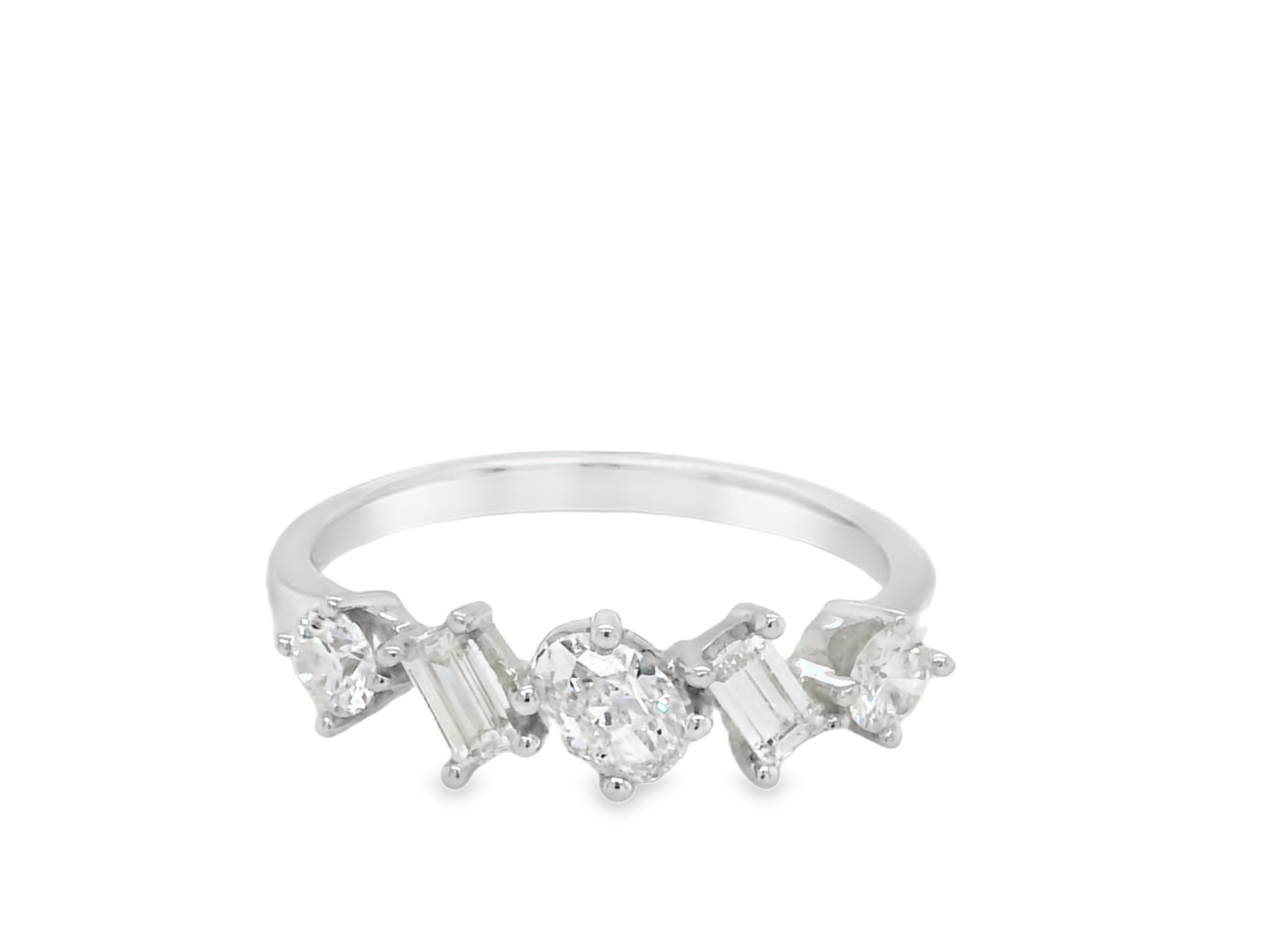 Anillo Churumbela de Diamantes Cortes Oval, Baguettes y Redondos