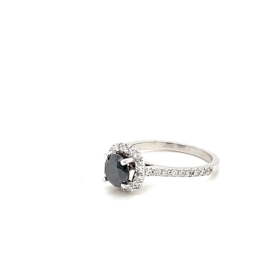 Miniatura: Anillo Piedra Redonda y Halo de Diamantes (Varias Piedras a Escoger)