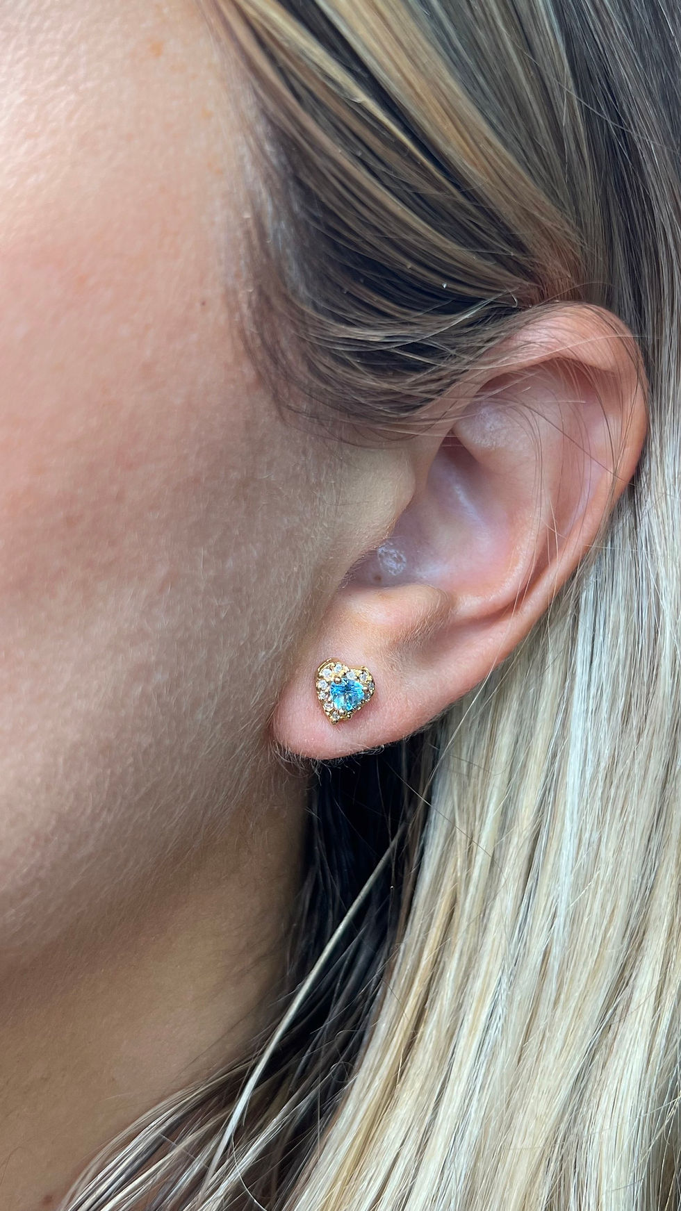 Miniatura: Aretes Piedra Corazón con Diamantes (Zafiros, Esmeraldas, Tanzanitas, Topacios)