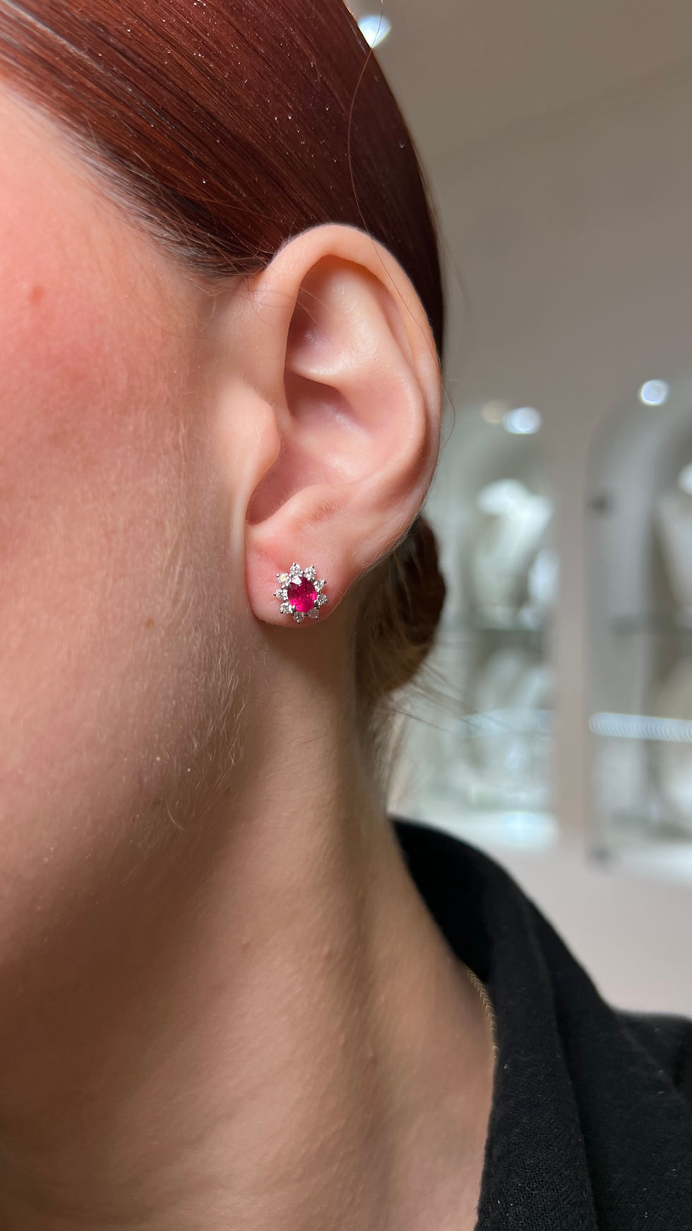 Miniatura: Aretes Mini Diana de Rubíes, Esmeralda o  Zafiros con Diamantes