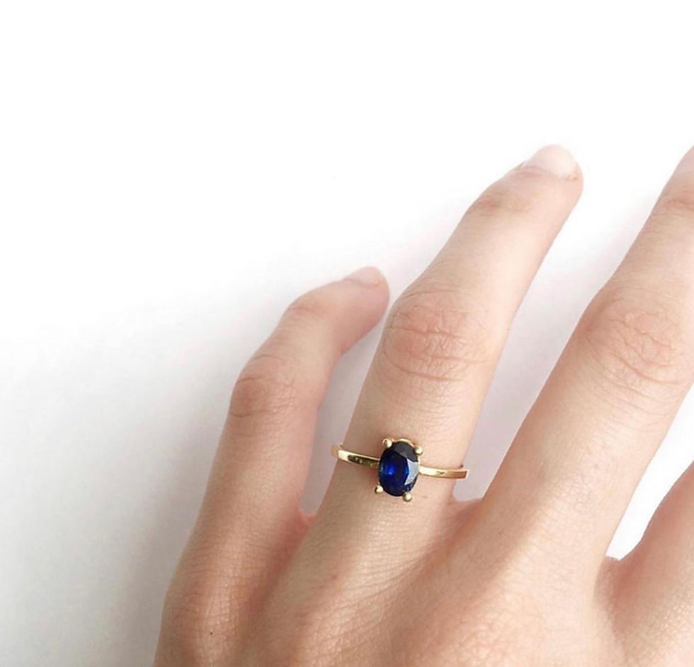Miniatura: Anillo Solitario Oval Chico (Varias Piedras a Escoger)