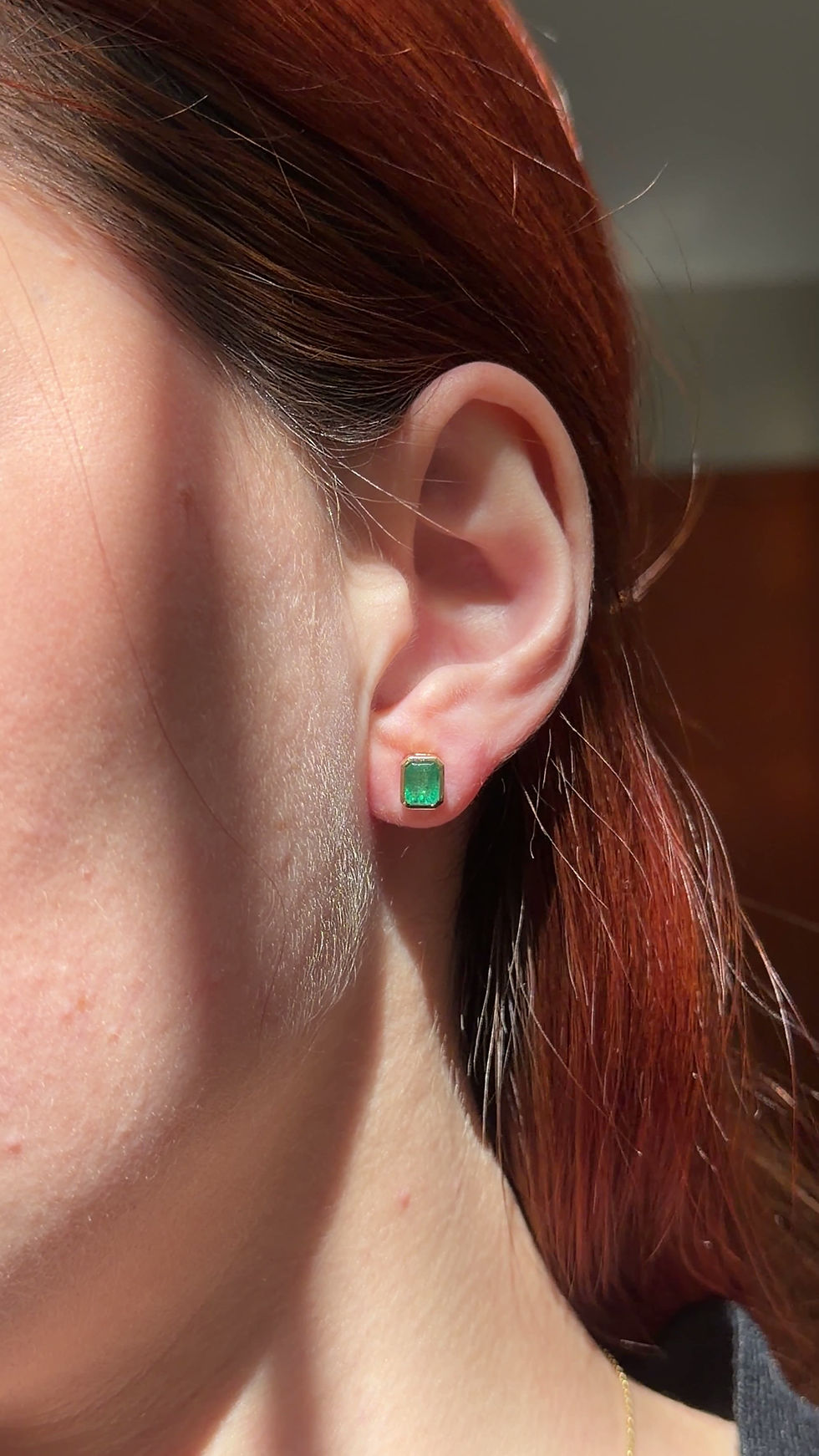 Miniatura: Aretes de Esmeralda 1.20 Ctw Corte Esmeralda Biselados