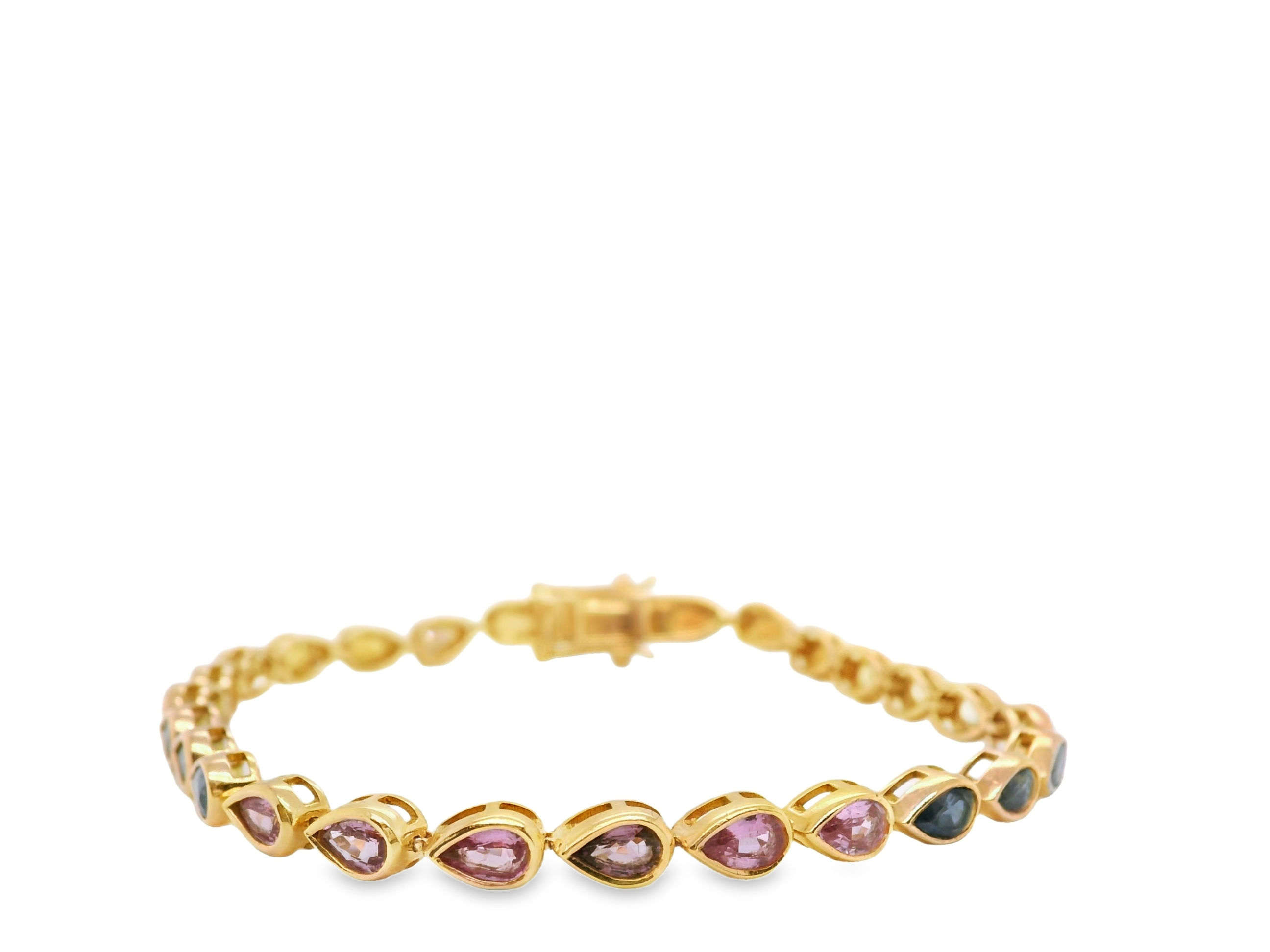 Pulsera Tennis de Zafiros Multicolor Biselados en Corte Pera