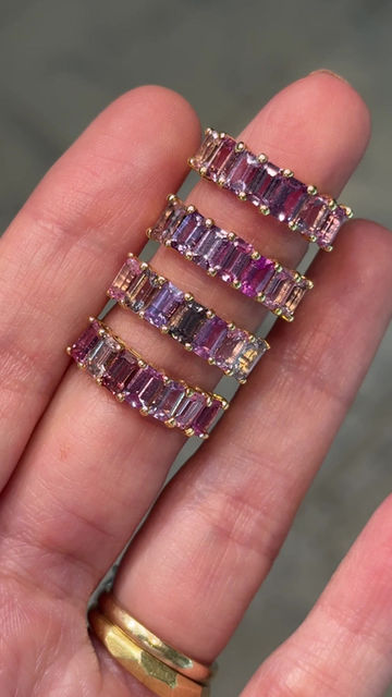 Miniatura: Anillo Churumbela de Zafiros Rosas en Tonalidades Variadas