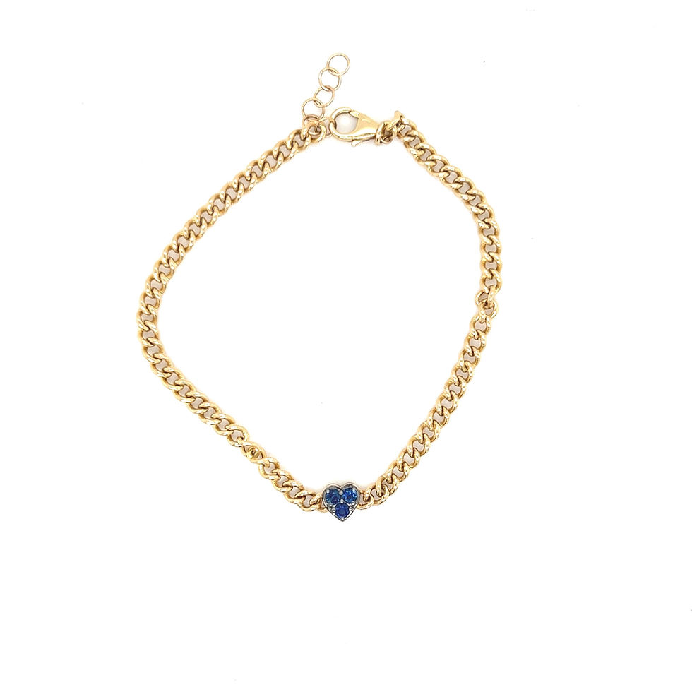 Miniatura: Pulsera Cubana con Corazón (Diamantes, Zafiros Azules y Rosas, Esmeraldas)