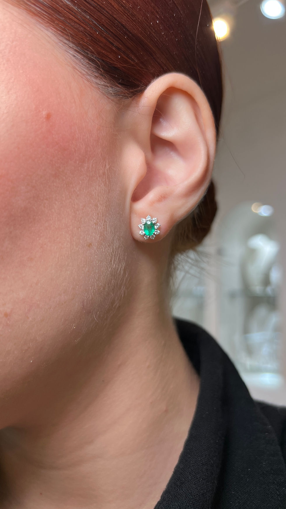 Miniatura: Aretes Mini Diana de Rubíes, Esmeralda o  Zafiros con Diamantes