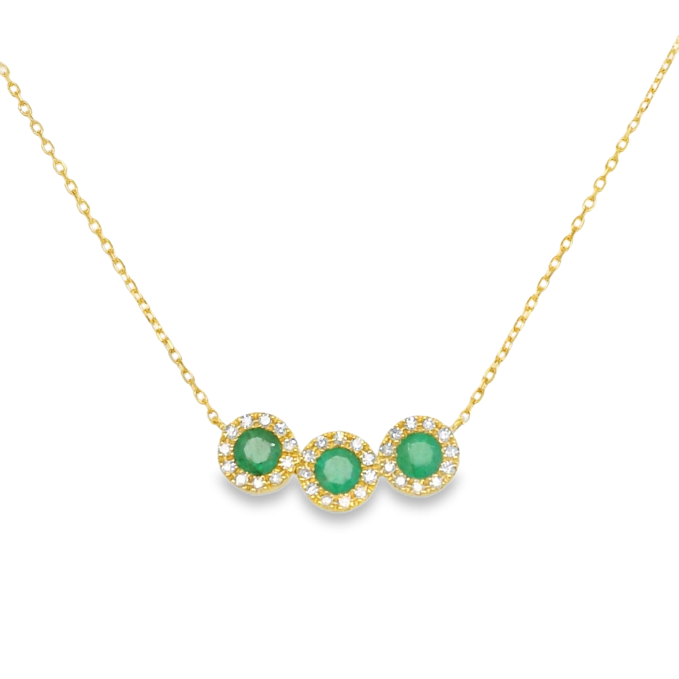 Collar Trío con Halo de Diamantes (Esmeraldas, Zafiros o Rubíes)