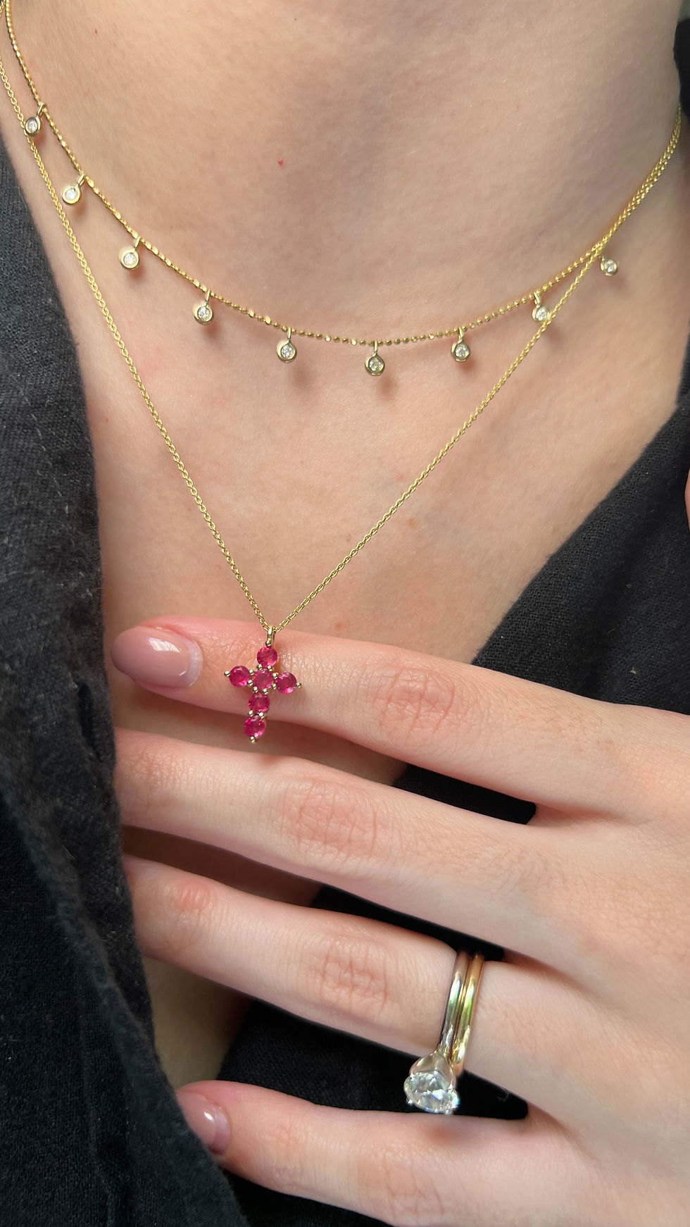 Miniatura: Collar Cruz Trinidad (Diamantes, Rubíes, Esmeraldas o Zafiros)