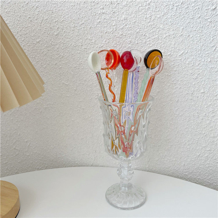 Thumbnail: Colored Glass Spiral Coffee Stirring Spoon