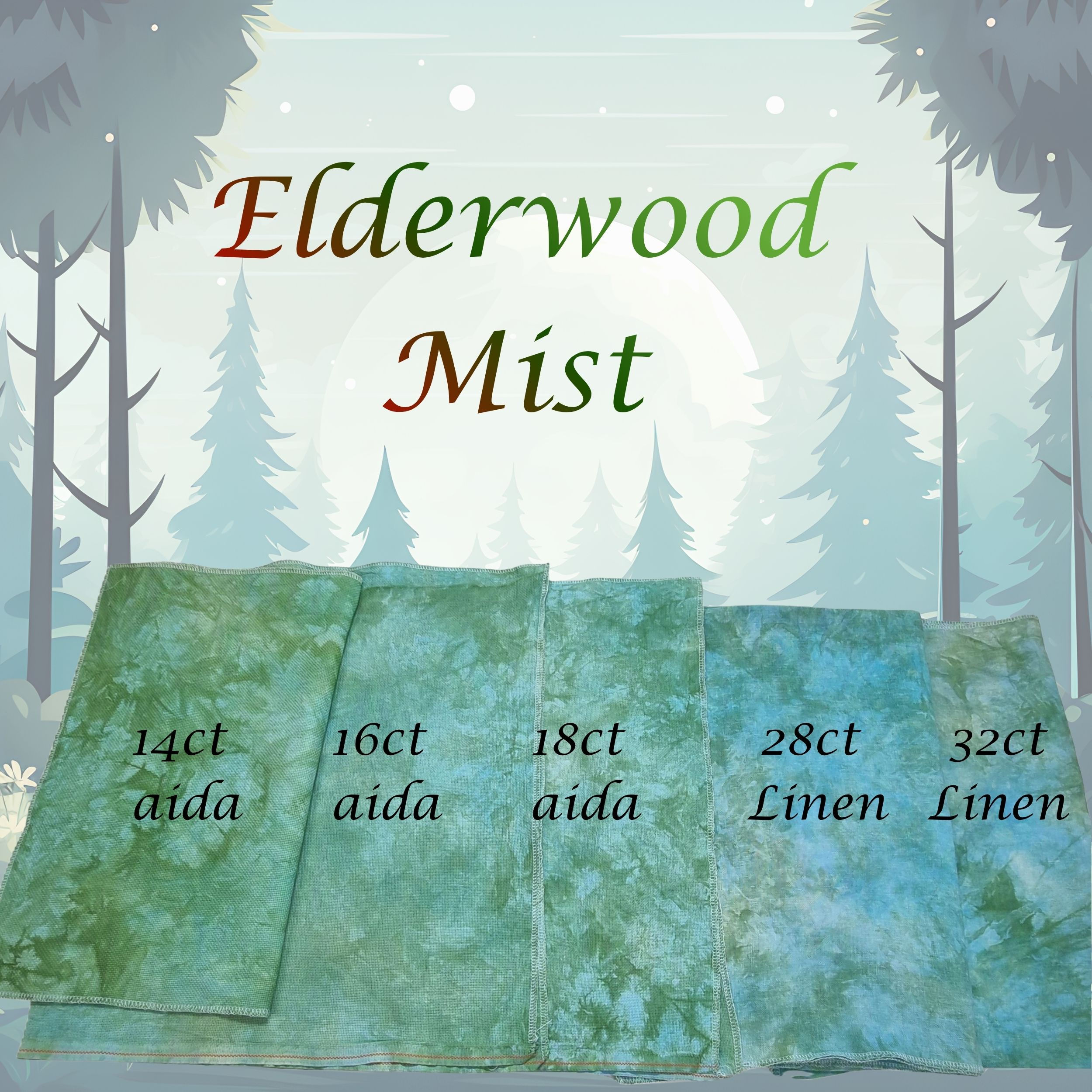 Elderwood Mist Hand Dyed Cross Stitch Fabric