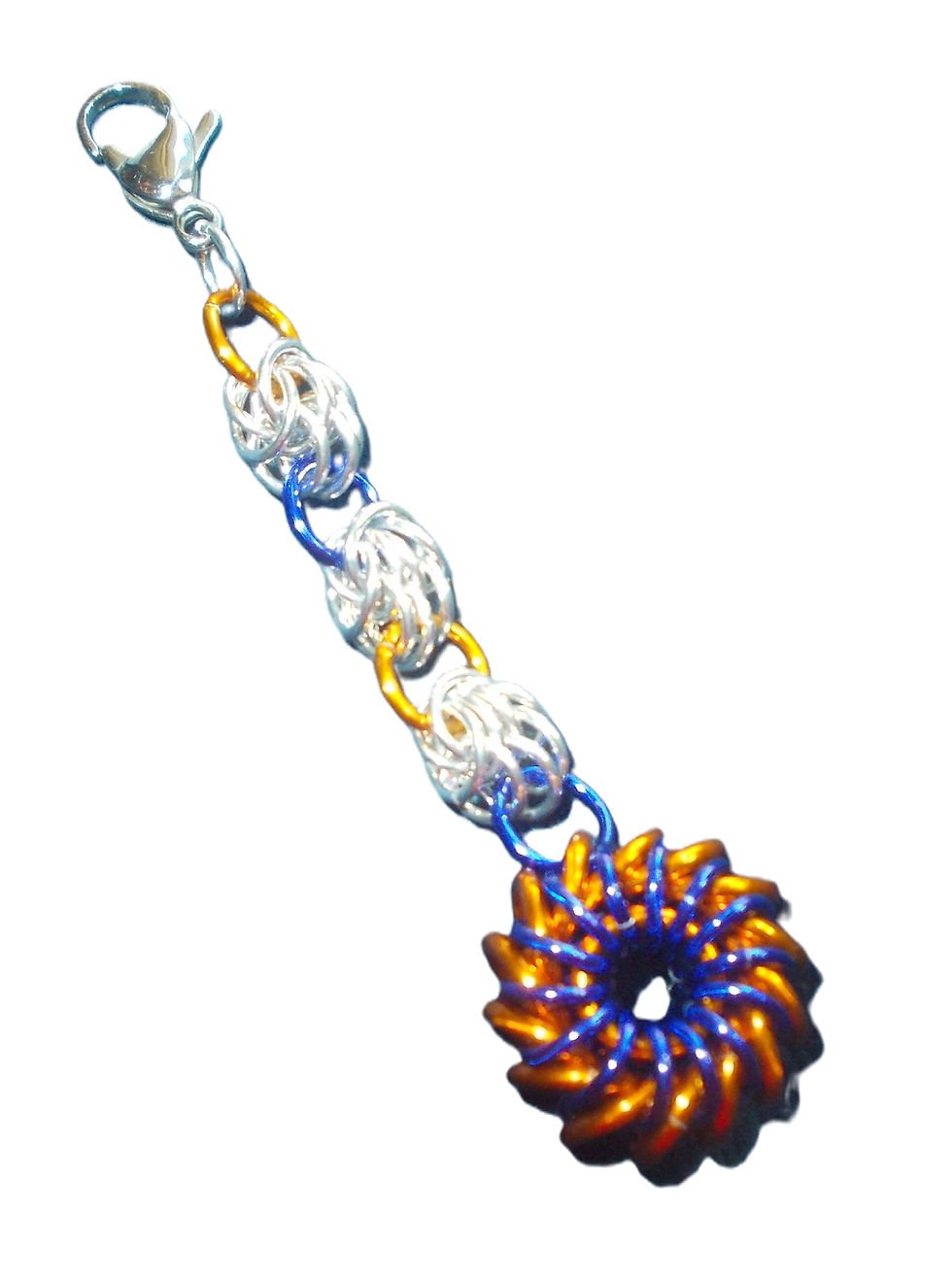 Chain Maille Project Bag Zipper Pull Key Chain - Silver, Gold,Blue