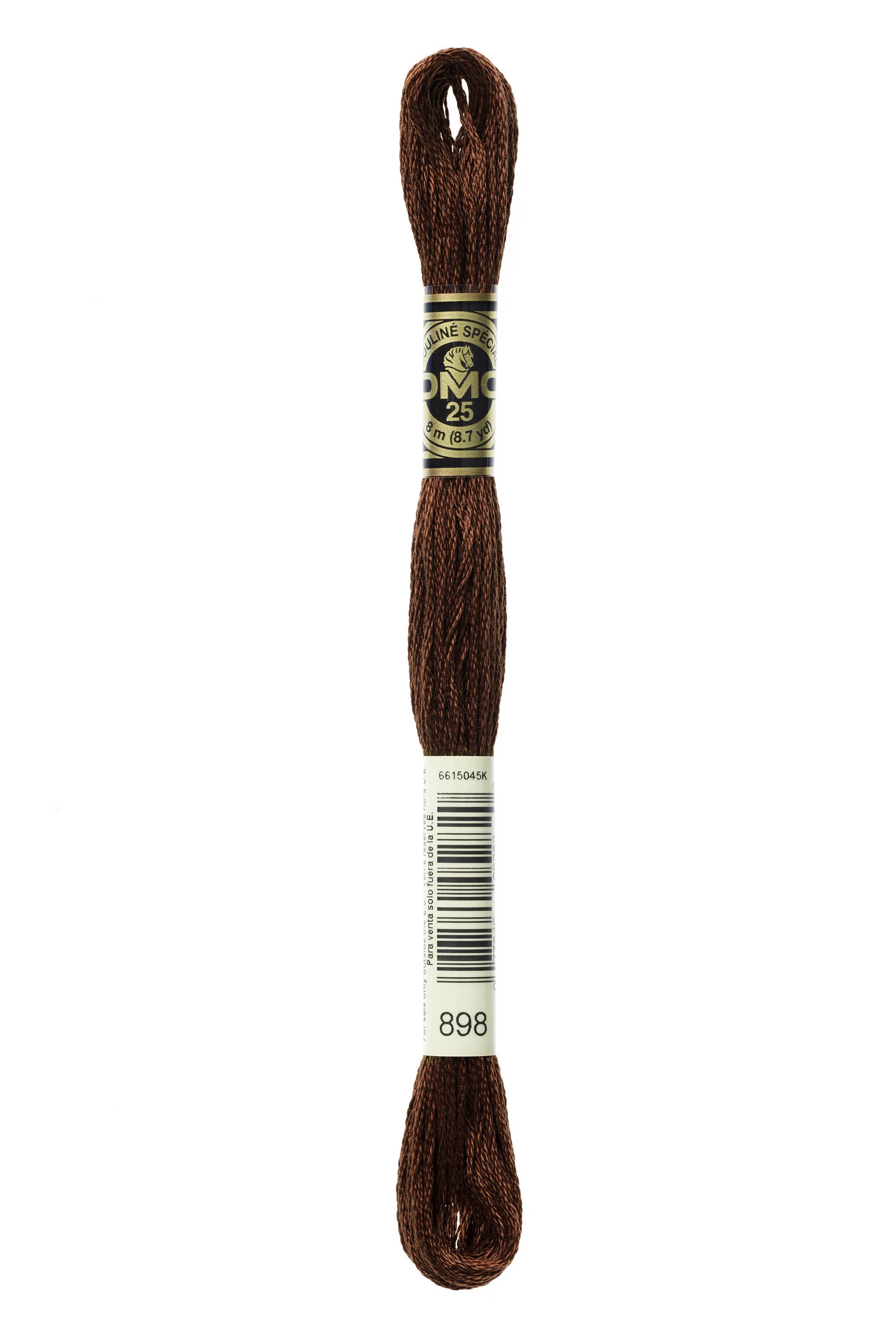 DMC Stranded Cotton 898 Very Dark Coffee Brown