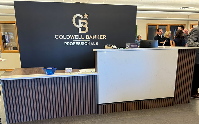 Custom reception desk and back wall