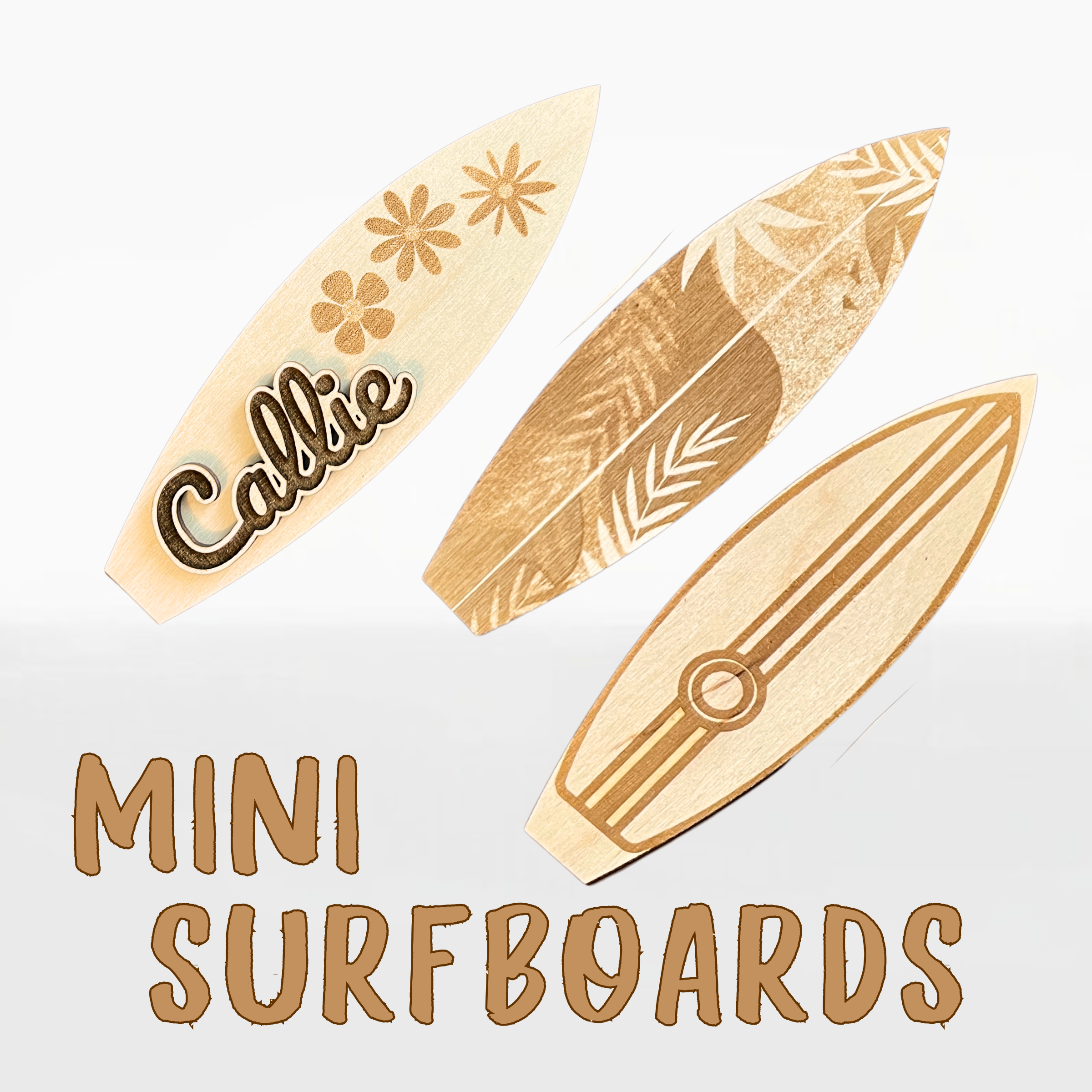 Mini Surfboards Made of Wood