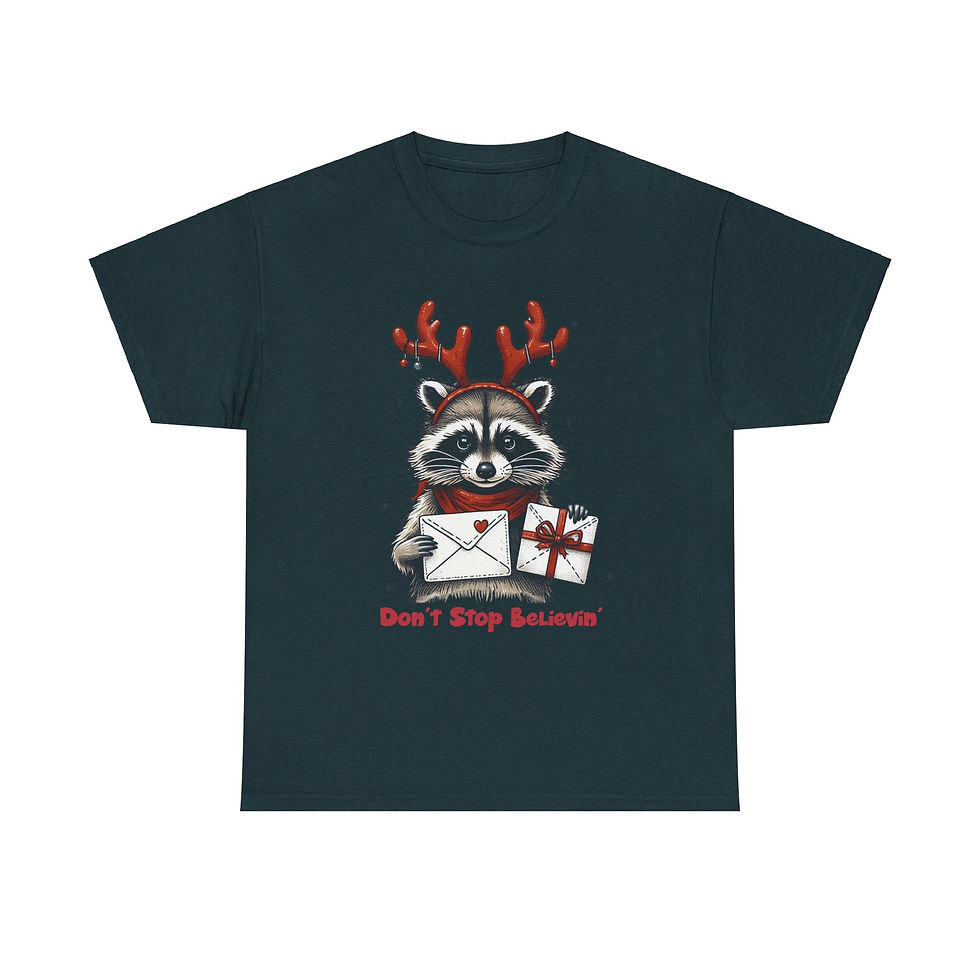 Thumbnail: Raccoon Don't Stop Believin Funny Christmas Shirt Tee
