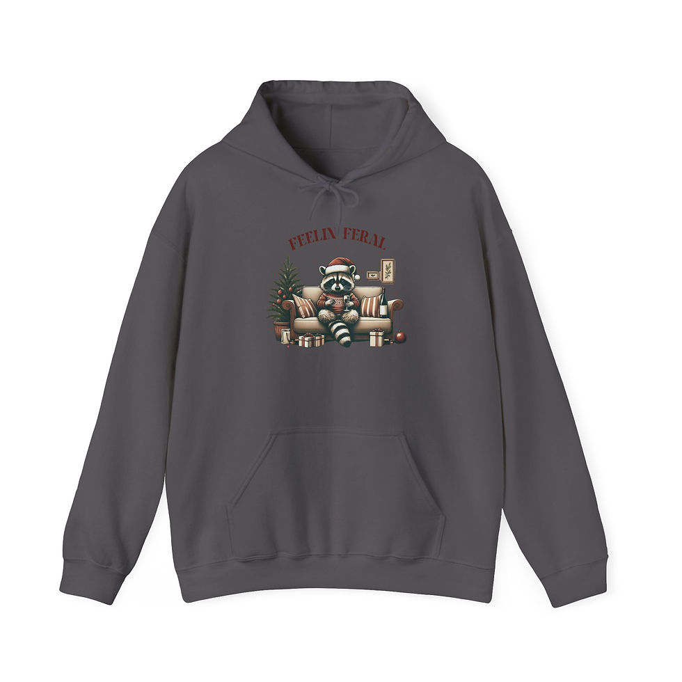 Thumbnail: Raccoon Feelin Feral Funny Christmas Sweater Hoodie