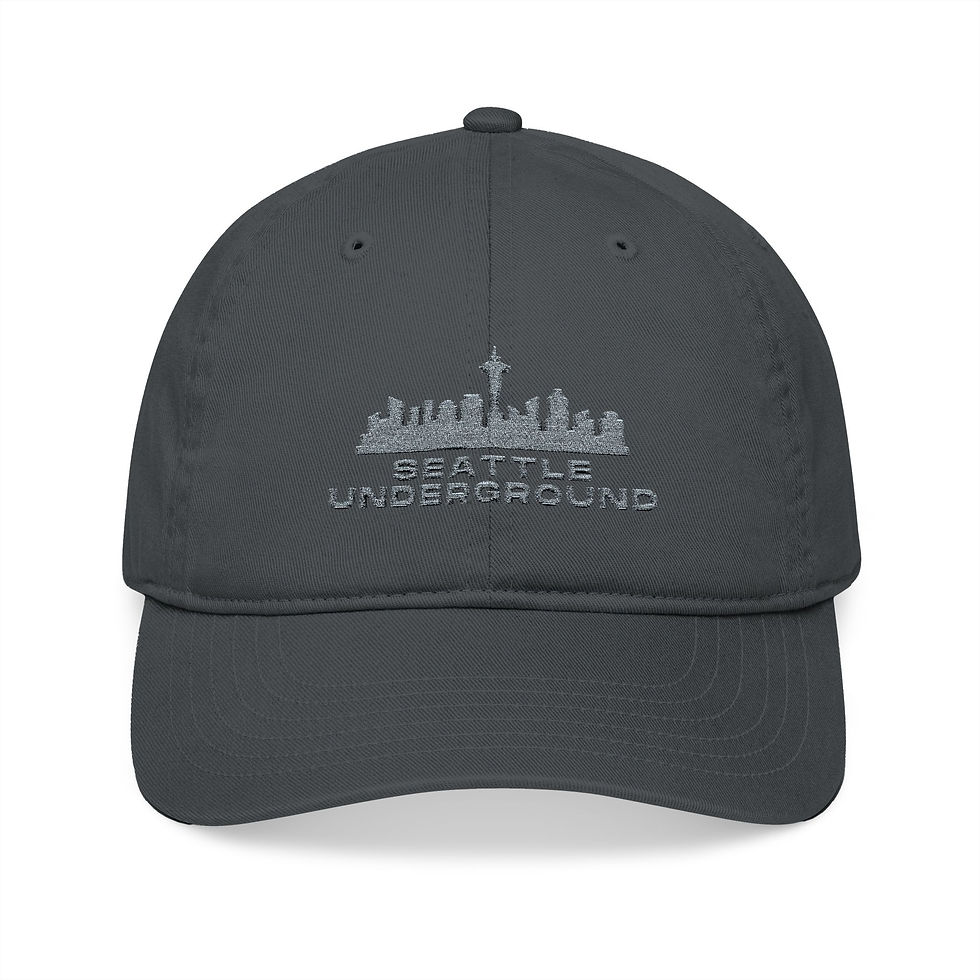 Seattle Underground Cap (Black and Charcoal) - Organic Embroidered Baseball Cap