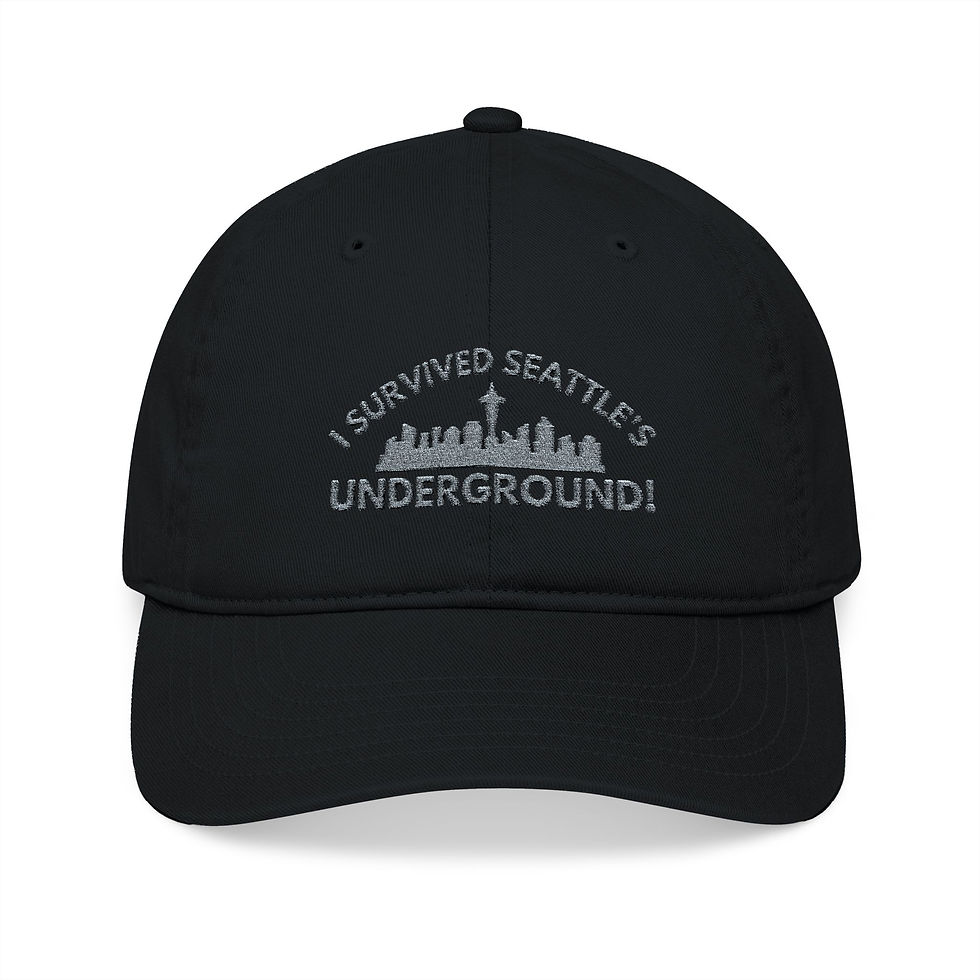 Thumbnail: I Survived Cap (Black and Charcoal) - Organic Embroidered Baseball Cap