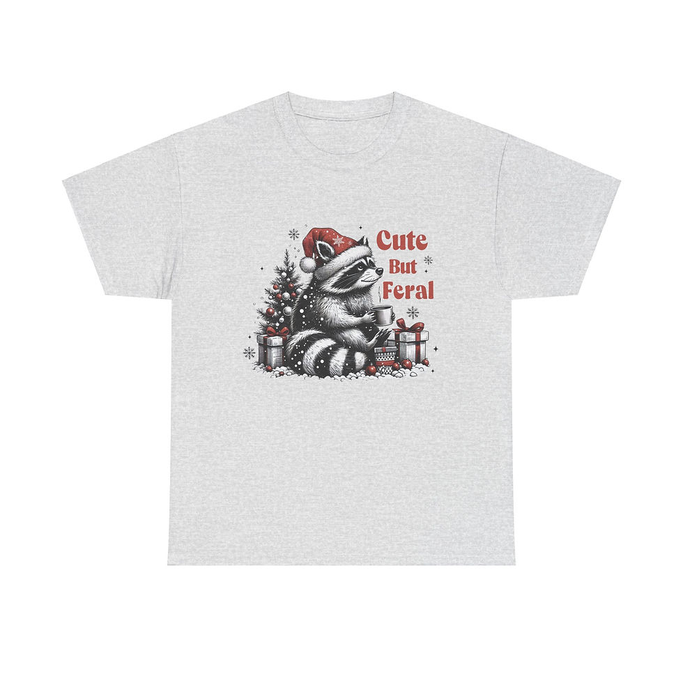 Thumbnail: Raccoon Cute but Feral Funny Christmas Shirt Tee