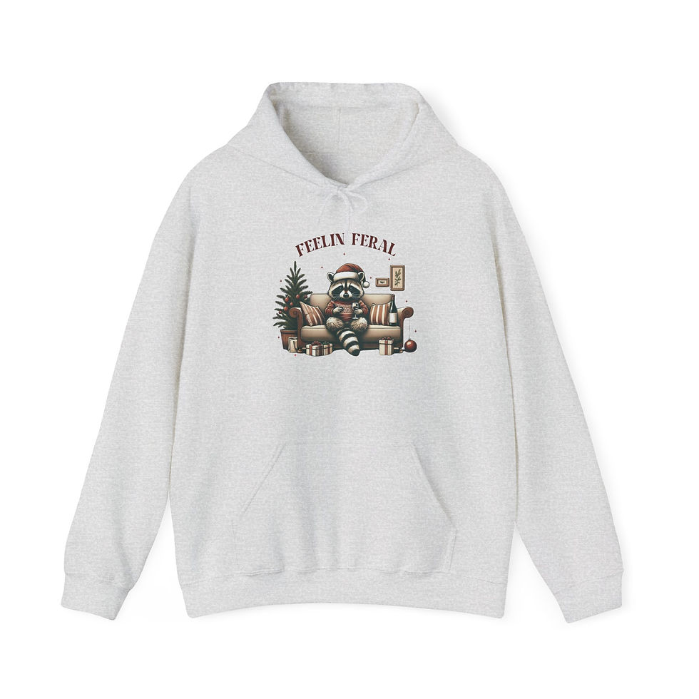 Thumbnail: Raccoon Feelin Feral Funny Christmas Sweater Hoodie